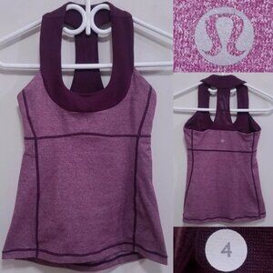 Lululemon Scoop Neck Tank 4 XS Heathered Wee Stripe Purple Top Woman's Maroon
